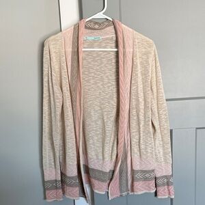 Maurices Pink and Gray Patterned Cardigan